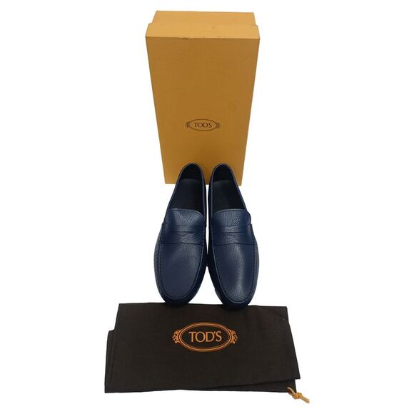 Tod's Gommino Penny Driving Loafers in Navy Blue Calf Leather - Picture 8 of 8